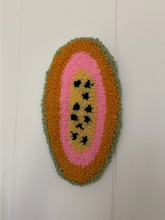 Other - Handmade Papaya Tufted Wall Hanging - Pink, Mustard, Olive